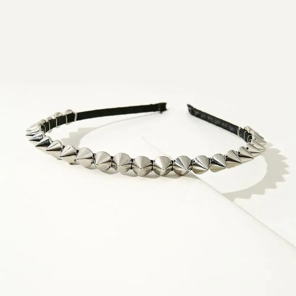 Y2K Style Silver Stud Rivet Headband Metal Punk Style Rivet Spike Headband Gothic Fashion Headband for Women Men