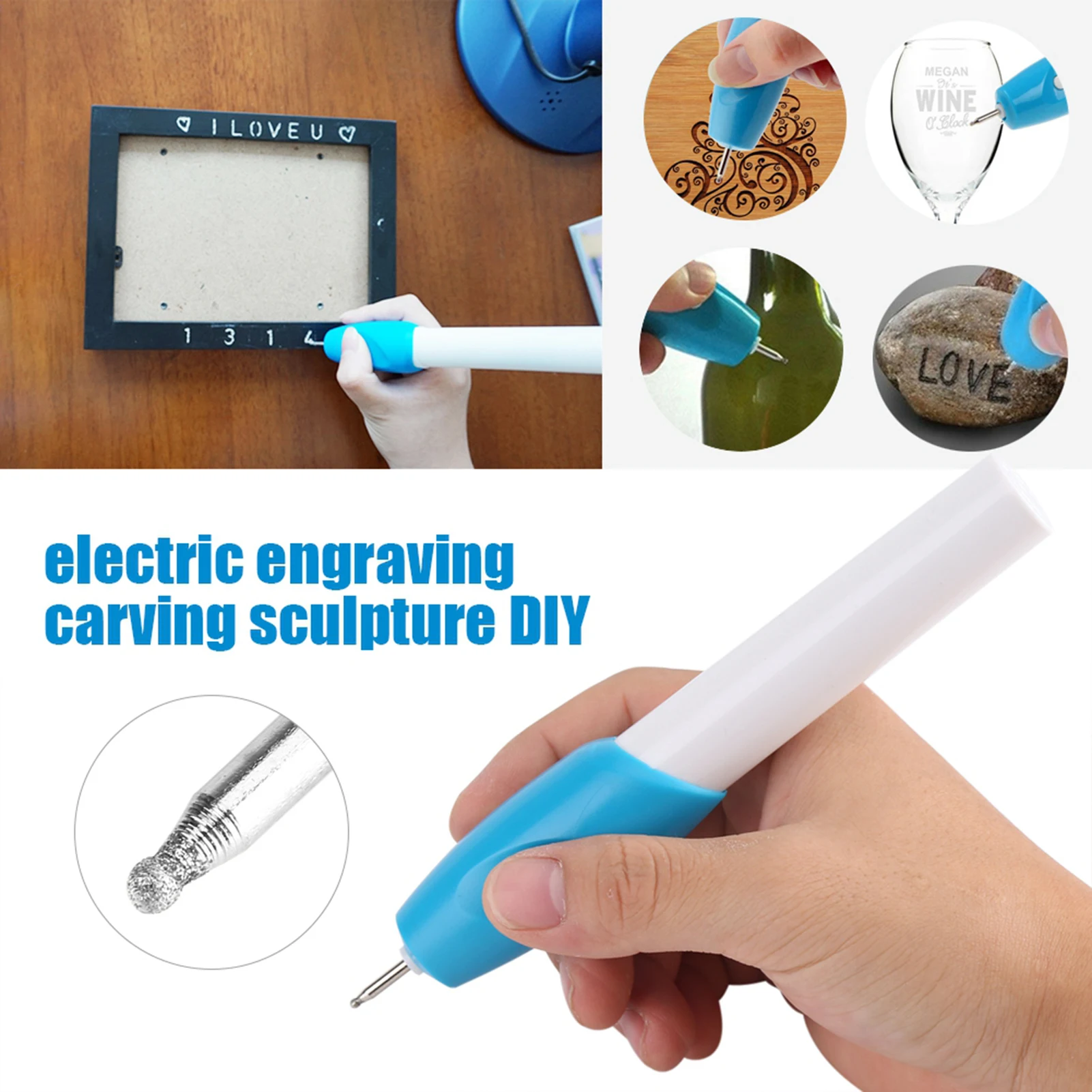 Mini Electric Engraving Machine Handheld Carving Pen Glass Metal Plastic Wood Engraver Tool