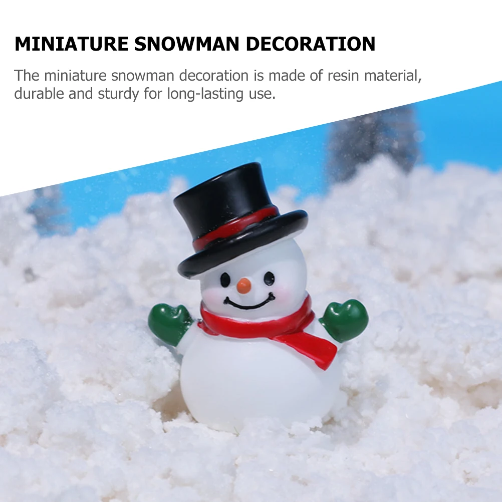 

6pcs Snowman Mini Snowman Figurine Figurines Resin Miniatures Decorations for DIY Xmas Party Tabletop Garden Ornament