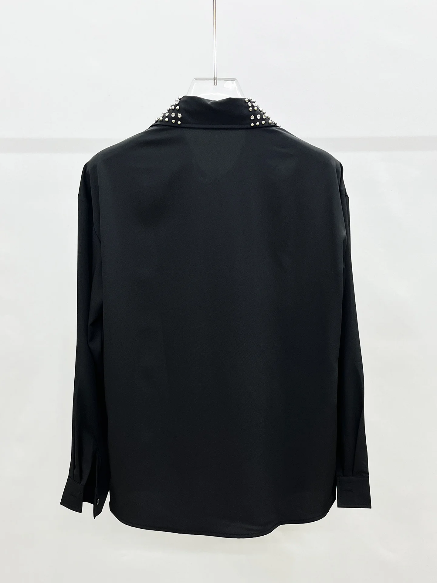 Men's 2025 Autumn New Trendy Loose Stylish Shirts Fashion Beaded Rhinestone Chic Shirts Male Handsome Solid Color Sparkling Tops