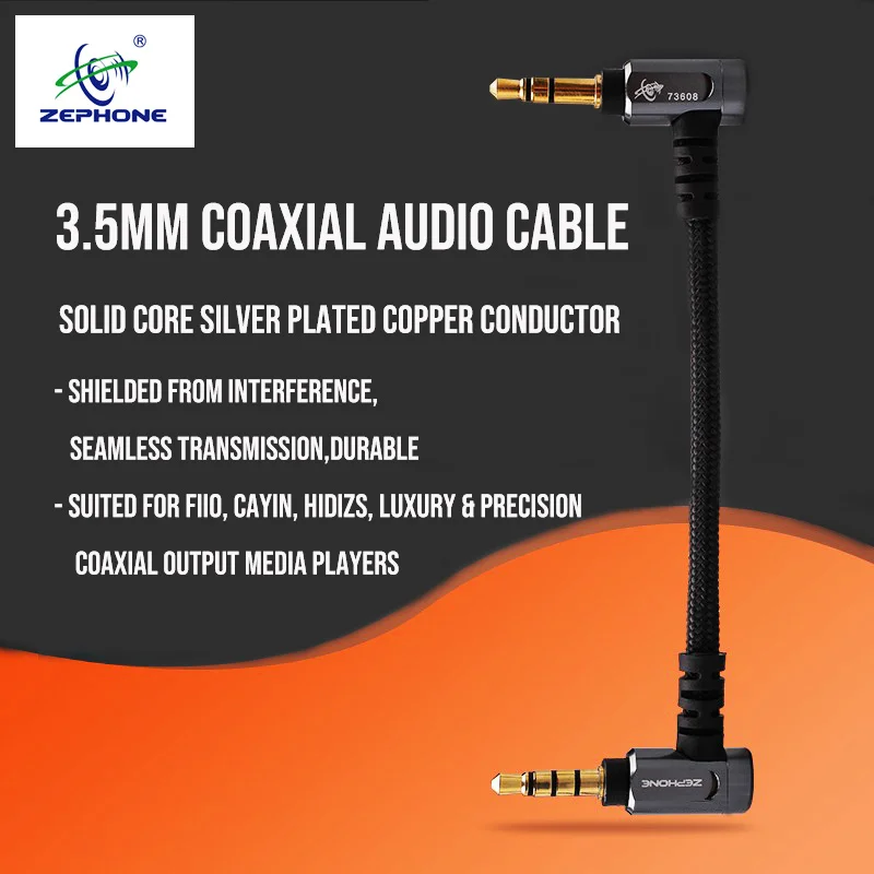

zephone ZP-TZ-3 coaxial 3.5 to 3.5 cable copper plated silver Lebi L5PRO FiiO X3K decoding audio cable