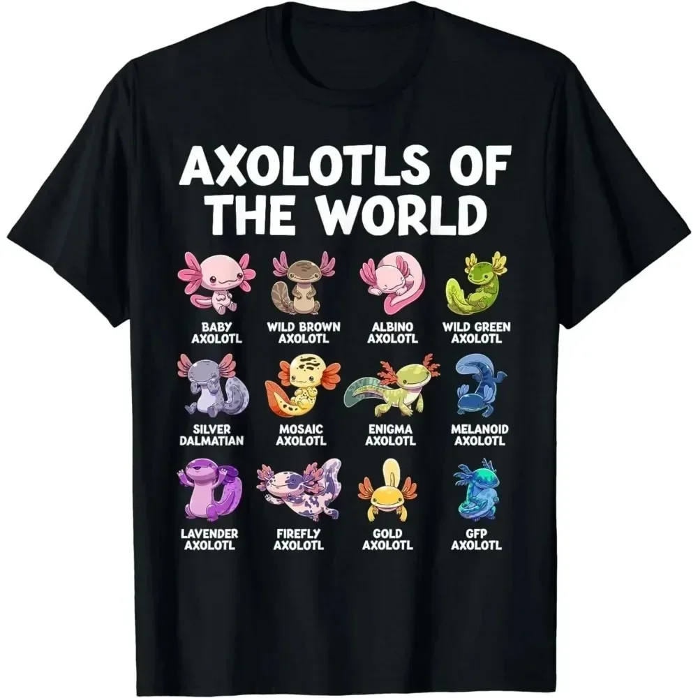 Fynny Axolotls of The WurId Kawaii Types Outdoor Short-sleeved 100% Cotton Tshirts of Axolotl Fish Amphibian Gift Unisex T-Shirt