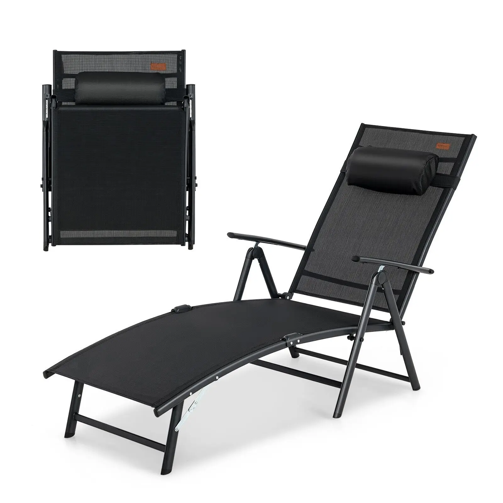 GOFLAME Folding Chaise Lounge Chair Outdoor Portable Adjustable Reclining Chair