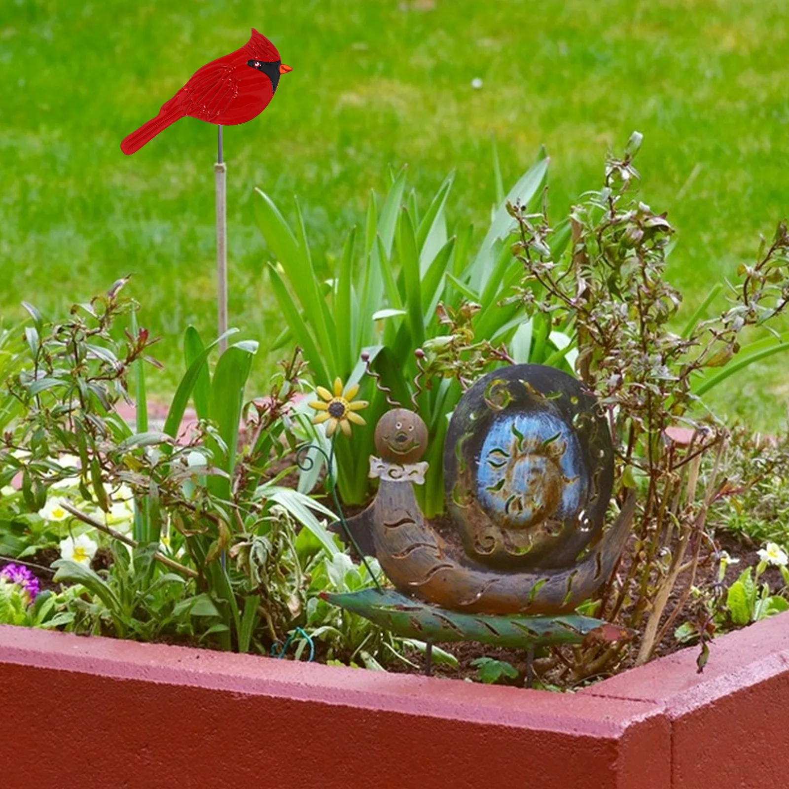 

Metal Bird Figurine Zinc Alloy Yard Decor Durable Garden Statue Red Spinner Outdoor Decor Flower Pots Mailbox Flag Replacement