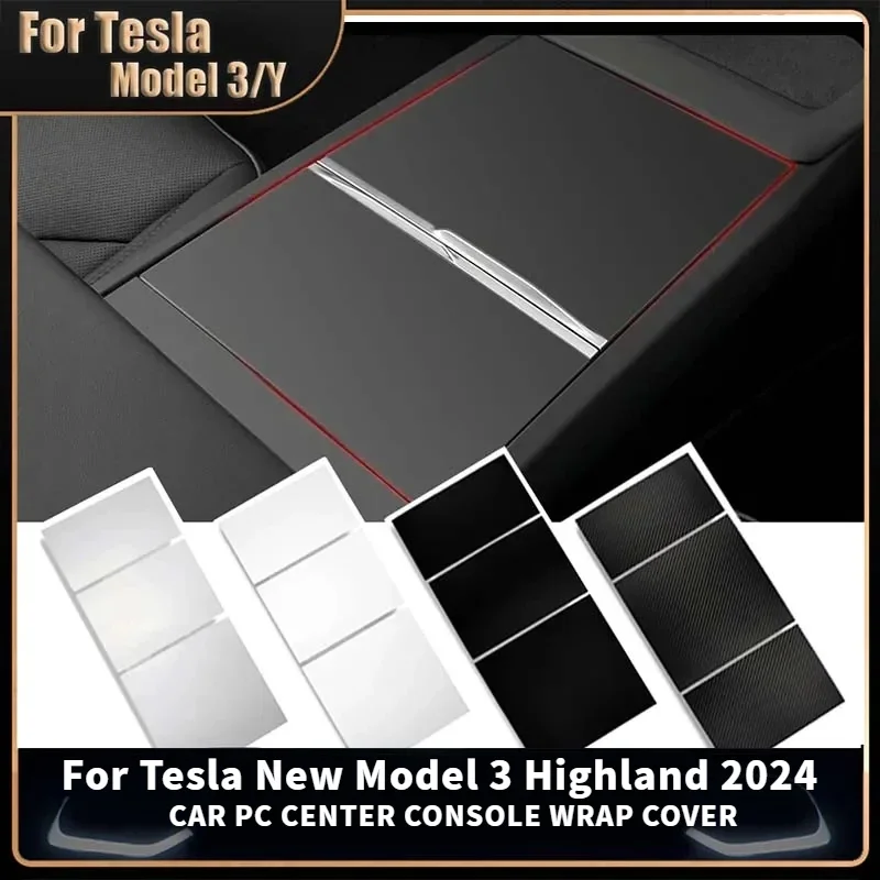 Center Console Panel Sticker Carbon Pattern Central Control Cover For Tesla New Model 3 Highland 2024 Car Interior Accessories