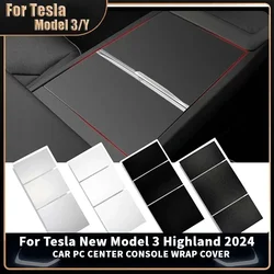 Dla Tesla nowy Model 3 Highland 2024 centralny Panel konsoli naklejka karbonowa kontrola centralna akcesoria do wnętrza samochodu