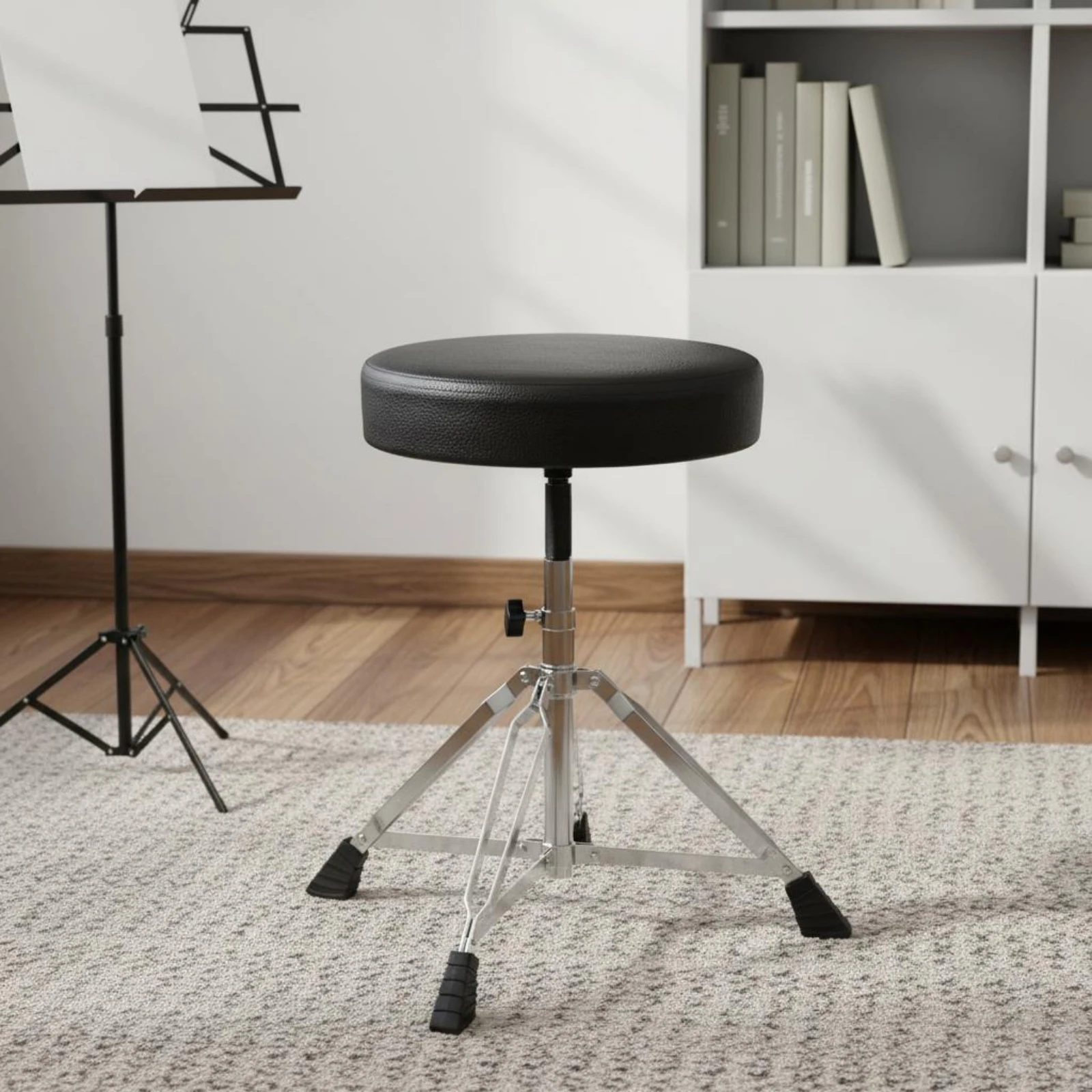 Drum Stool Reinforced Support Adjustable Drum Stool Drummer Seat Double-Braced Legs Drummer Chair Non-Slip Foot Covers