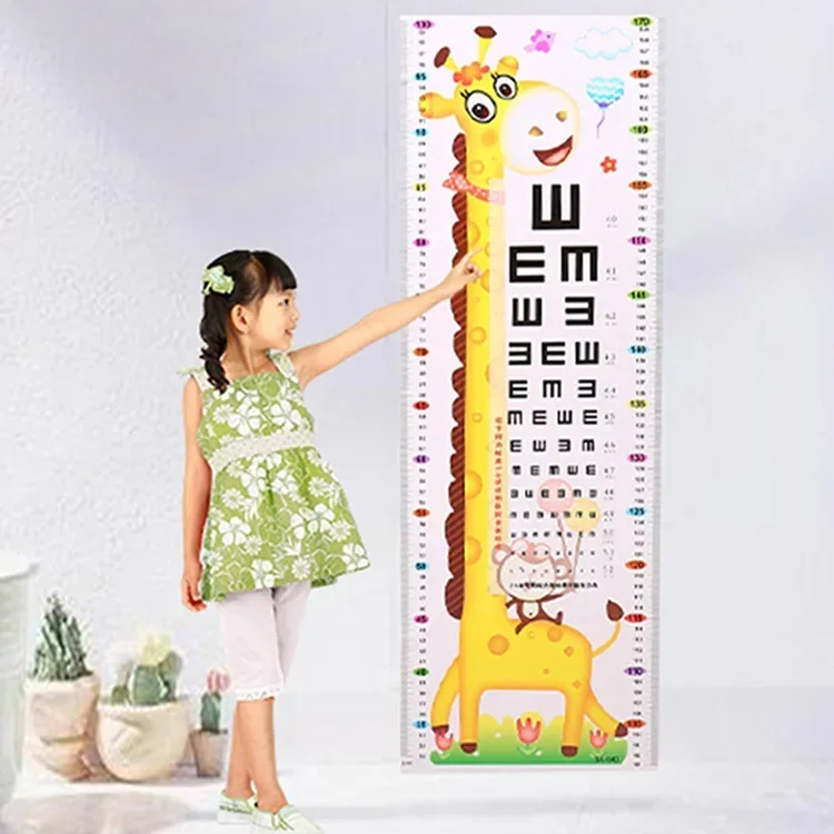 1pcs Children\'s Room Decor Kid Cartoon Baby Measuring Height Ruler Chart Growth Sticker Visual Acuity Charts Wall Decoration New