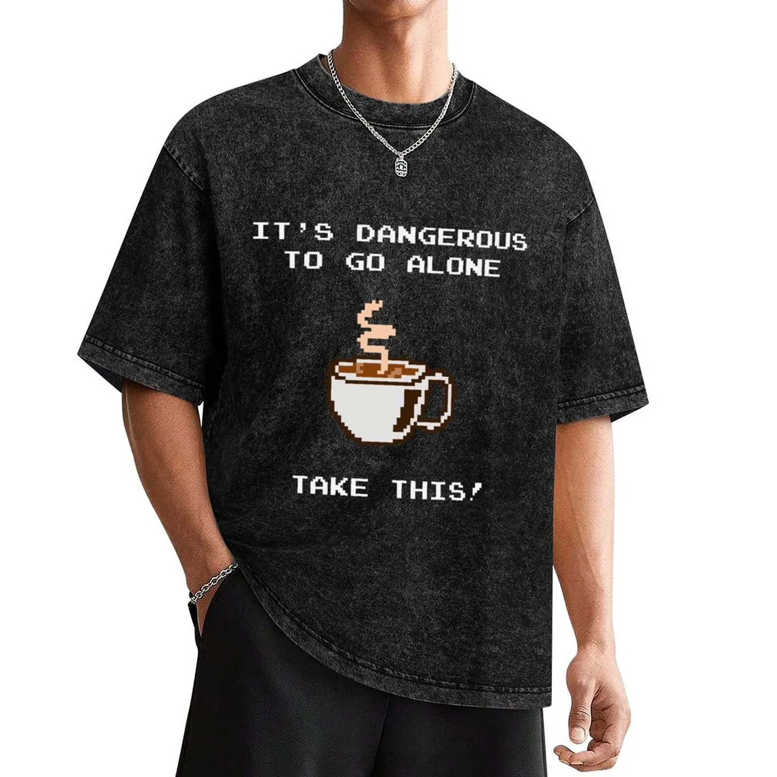 It's dangerous to go alone, take this coffee! T-Shirt vintage graphic tee vintage clothes anime shirt t shirt men 100℅ cotton