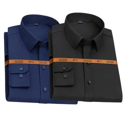New elastic youth iron-free long-sleeved shirt, white autumn business slim work clothes, fashion casual men's clothing wholesale