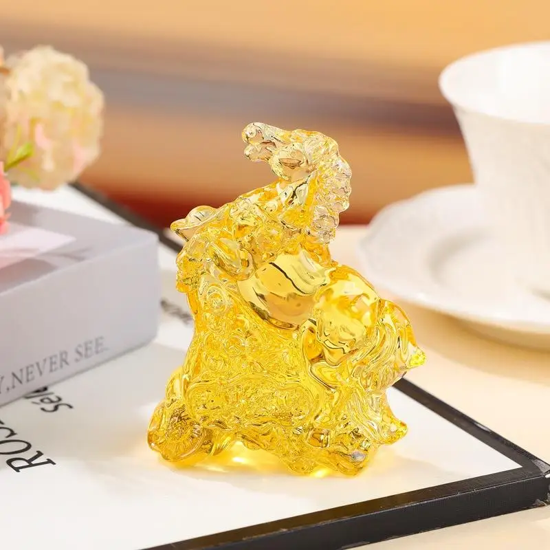 2026 زودياك تمثال حصان مجموعة فنغ شوي كريستال ضوء فاخر الحصان الشمس الماسك حلية ديكور المنزل سطح المكتب #4