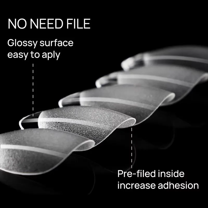 ปลายเล็บอะคริลิกแบบกึ่งด้าน รูปทรงอัลมอนด์ สีใส 600 ชิ้น สำหรับต่อเล็บและอุปกรณ์ทำเล็บ