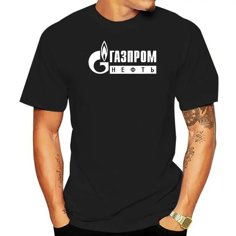 Gazprom Russia New Black T-Shirt Men Print Tees Short Sleeve O-Neck