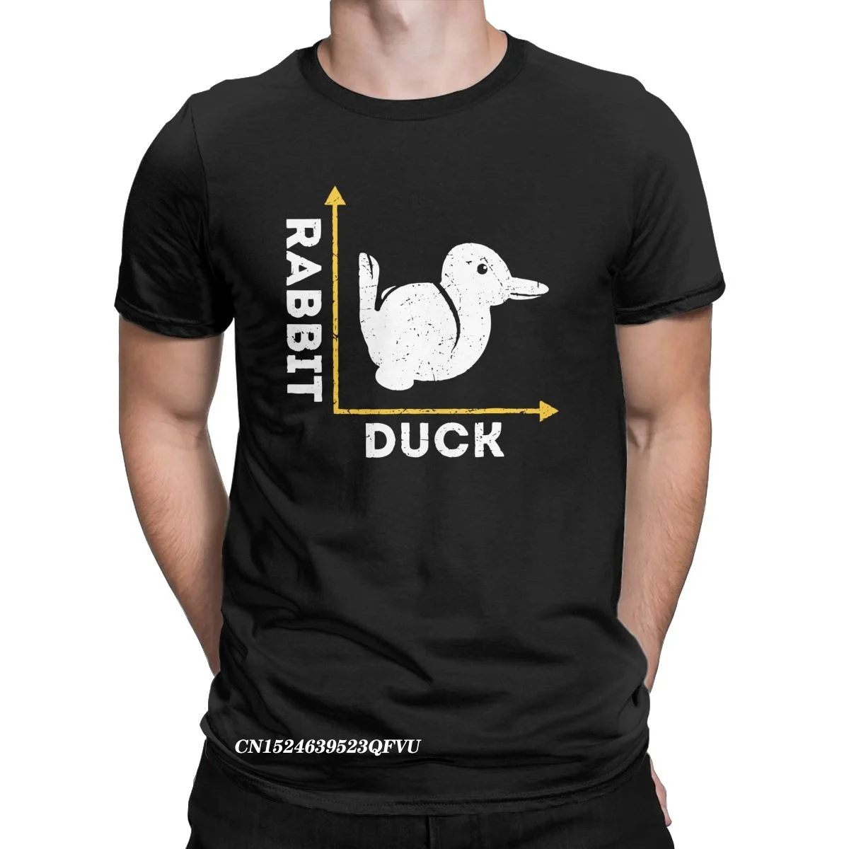 Brain Teaser Duck Rabbit Optical Illusion Duck Or Rabbit T-Shirts Men Amazing Pure Cotton Tees Tshirt Original Clothing