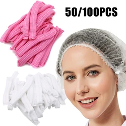 50/100PCS Waterproof Hair Nets Shower Cap Non Woven Dustproof Cap Eyelash Extension Makeup Tool For Hotel Travel Accessories