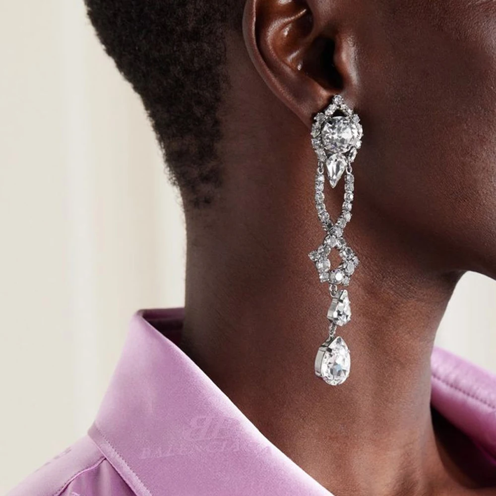 البوهيمي هندسية شرابة الأذن أقراط مشبكية اكسسوارات الزفاف 2026 بيان حجر الراين استرخى أقراط لا ثقب المجوهرات #1