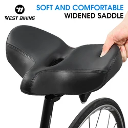 WEST BIKING Hollow Bicycle Saddle Widen Ergonomic PU Leather Cushion Mtb Road Bike Shock-absorbing Seat Cycling Bike Parts