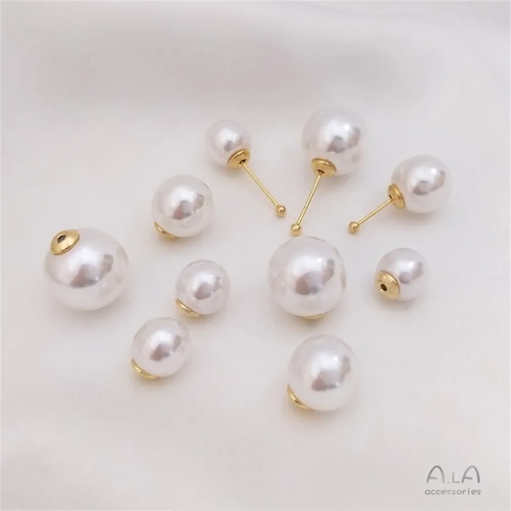 Stud Earrings Brooches Can Be Used Imitation Pearl 14K Gold Earplug Ear Plugs DIY Handmade Earrings Jewelry Accessories E067