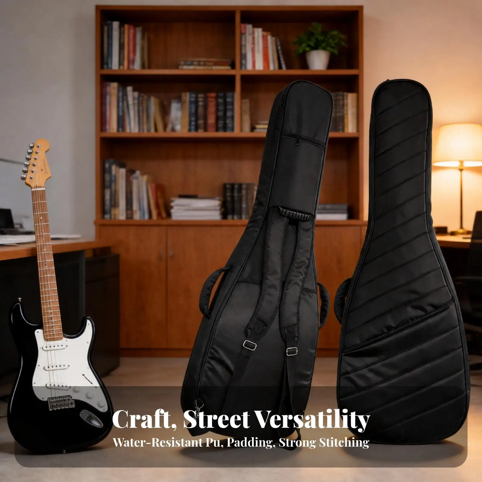 Thick Padded Guitar Bag Backpack Style for 41 Inch Electric Guitar Water Resistant PU Leather Instrument Cover