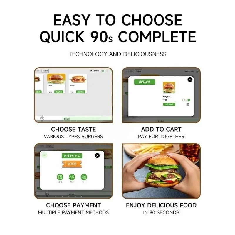 Customized 24 Hours Fast Food Lunch Box Vending Machine Pizza Hamburger Hot Food LCD 32-inch Touch Screen Stainless Steel
