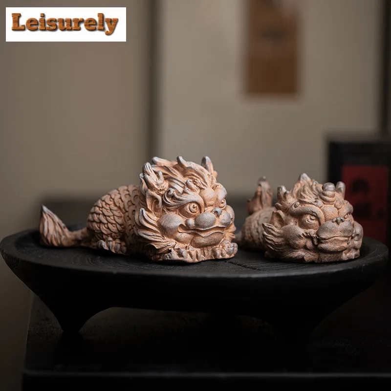 قديم روك الطين لطيف فورتشن كيلين الشاي الحيوانات الأليفة خمر الزهرية المناظر الطبيعية الشاي تمثال اللعب الشاي تمثال الحلي لوازم الحرفية