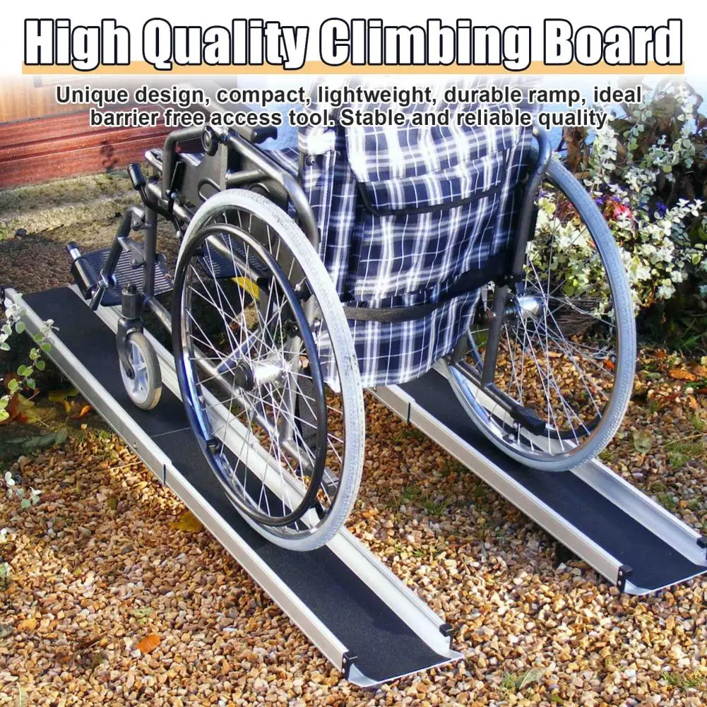 8ft Retractable Wheelchair Ramp, 600lbs Capacity 2 Telescopic Segments Mobility Device Ramp, Non-Skid Surface Safety Lock Design