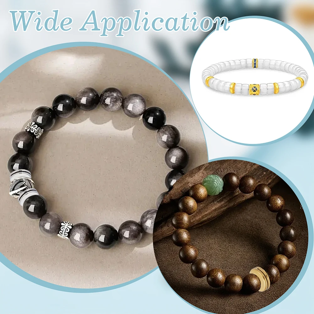 240Pcs 2 Colors Style Flat Round Beads Alloy Large Hole Loose Spacer Beads Silver Golden Flat Round European Bead view 5