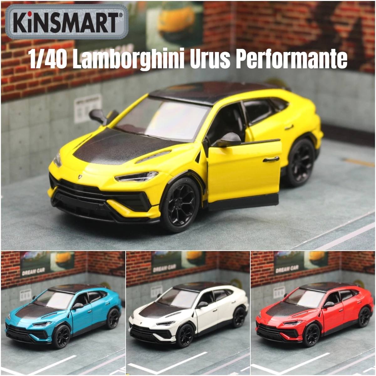 KiNSMART Toy Car Model 1/40 Lamborghini URUS SUV Sport Diecast Alloy Miniature Vehicle Collection Gift For Children Boys Kid