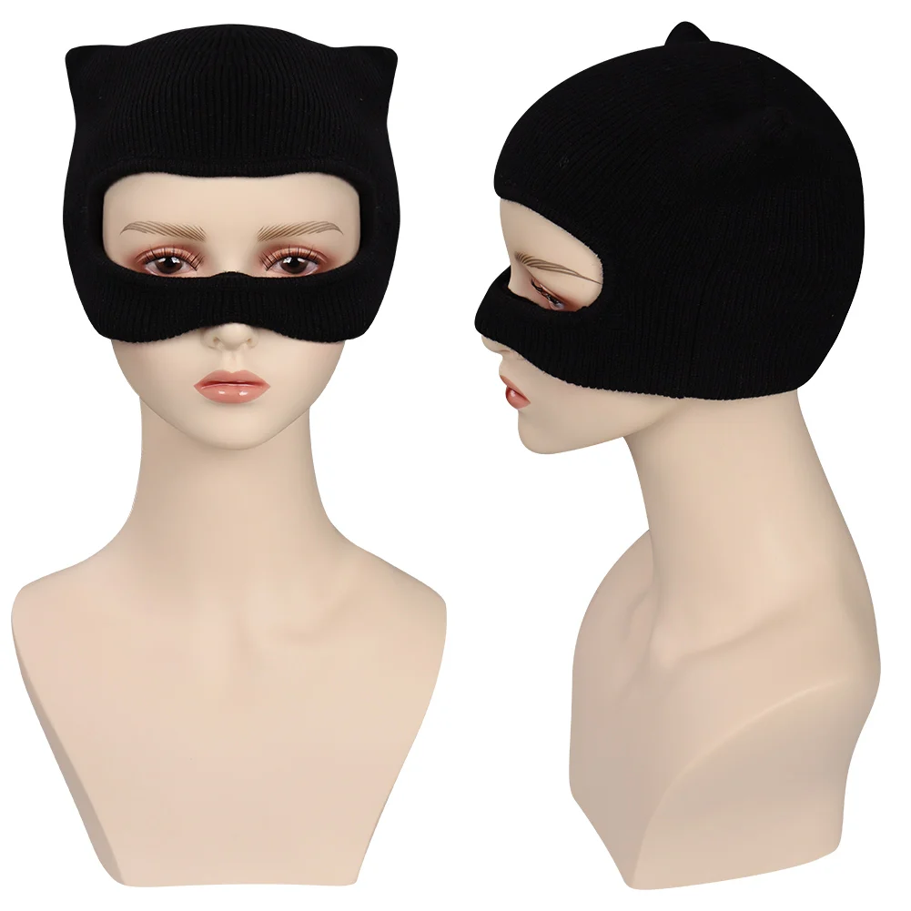 Selina Kyle Cospaly Mask Headwear Fantasy Costume Accessories Adult Female Roleplay Knitted Mask Props Carnival Helmet