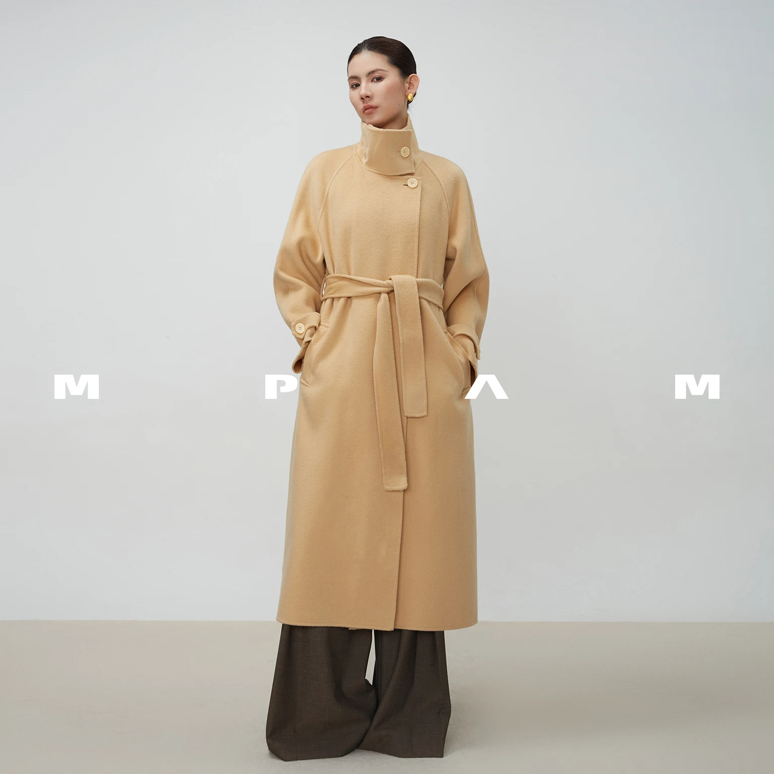 Mpam 2026 Chimney Collar Cashmere and Wool Coat, Double-Sided Wool, Mid-Length Design, Women's Coat 912