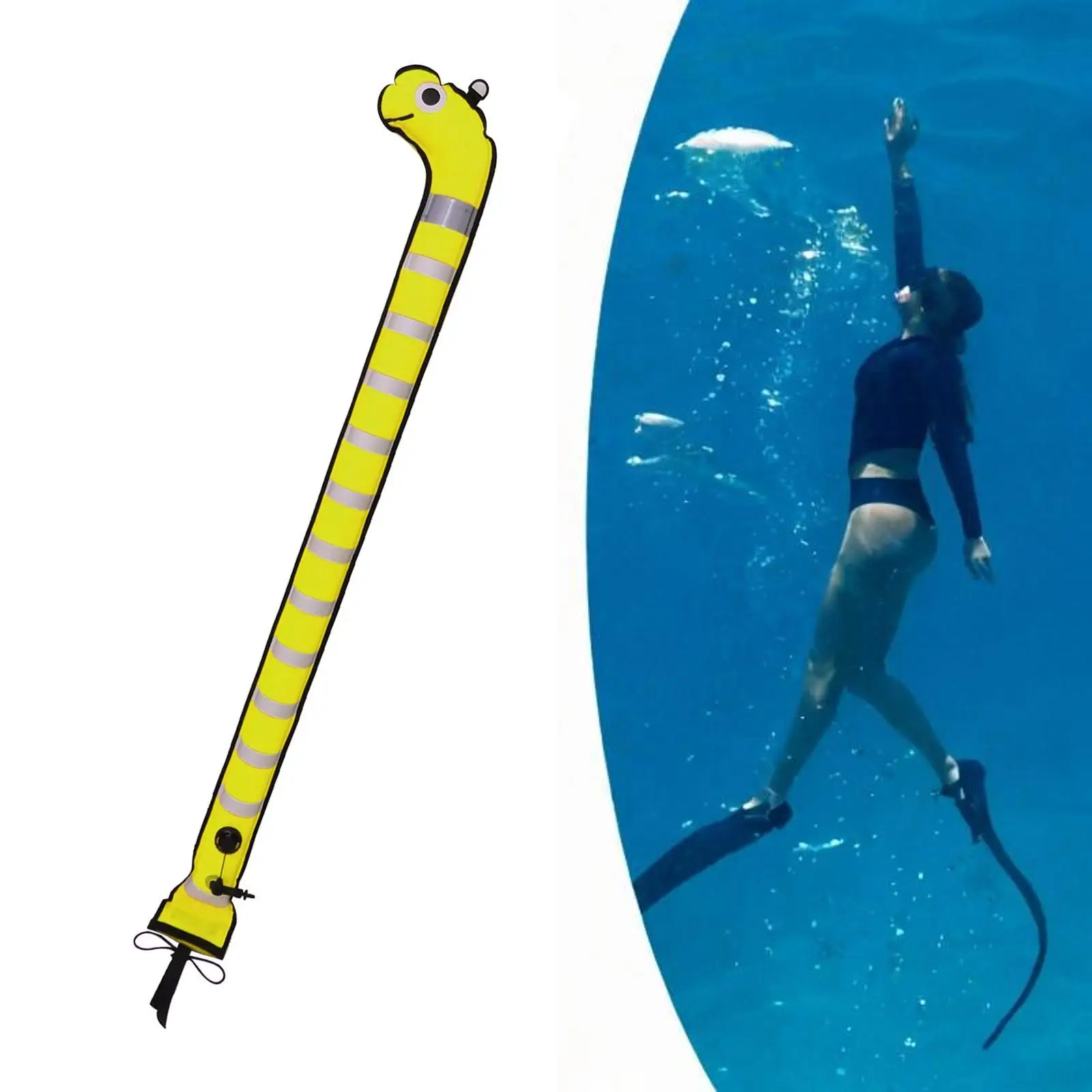 

Surface Marker Buoy Surface Marker Signal Tube Water Sports High Visibility with Reflective Strip Floats Closed Bottom