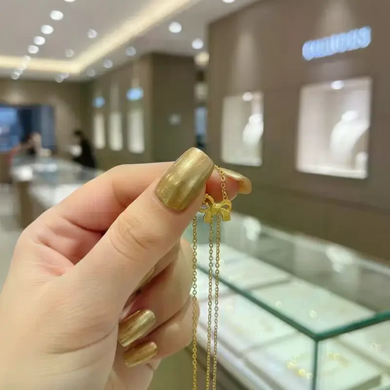 Trendy Bow Pony Pendant Clavicle Necklace for Women Waterproof Gold Plated Jewelry for Sports Wear Small Gift for Friends