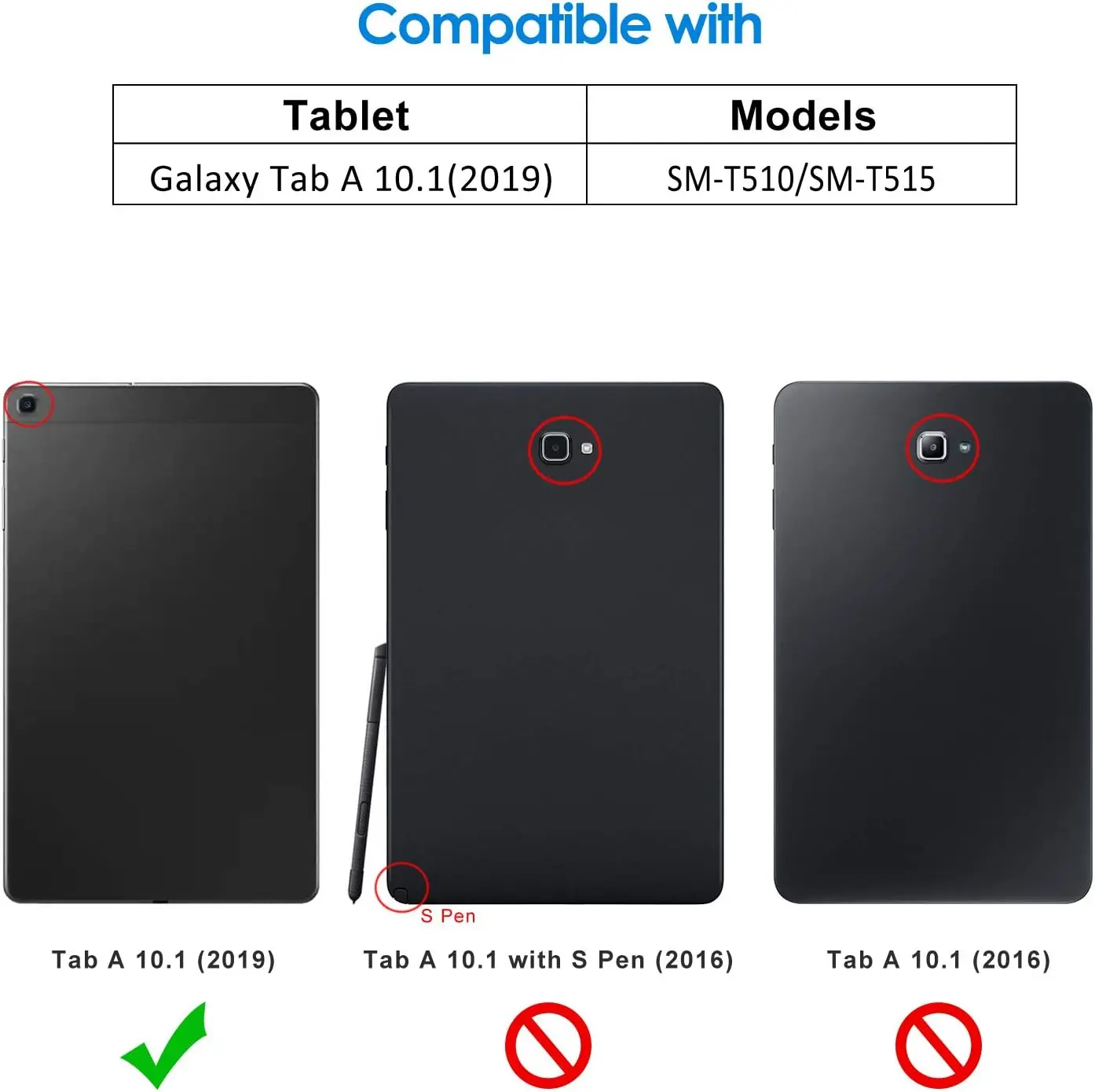 for Samsung Galaxy Tab A 10.1 Inch Tablet Case  SM-T510 SM-T515 SM-T517 2019 Release -  Trifold Stand Cover,