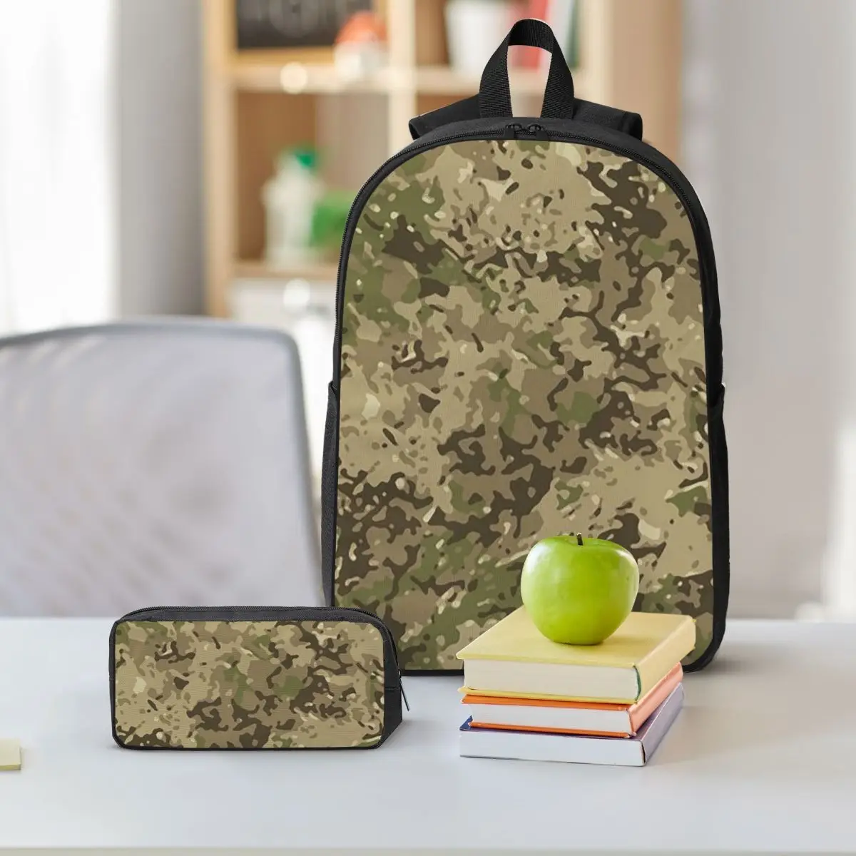 Multicam Military Trout Camo Backpack Boys Girls BookBag School Bag Computer Shoulder Bags 3ps Insulated Lunch Bag Pencil Case
