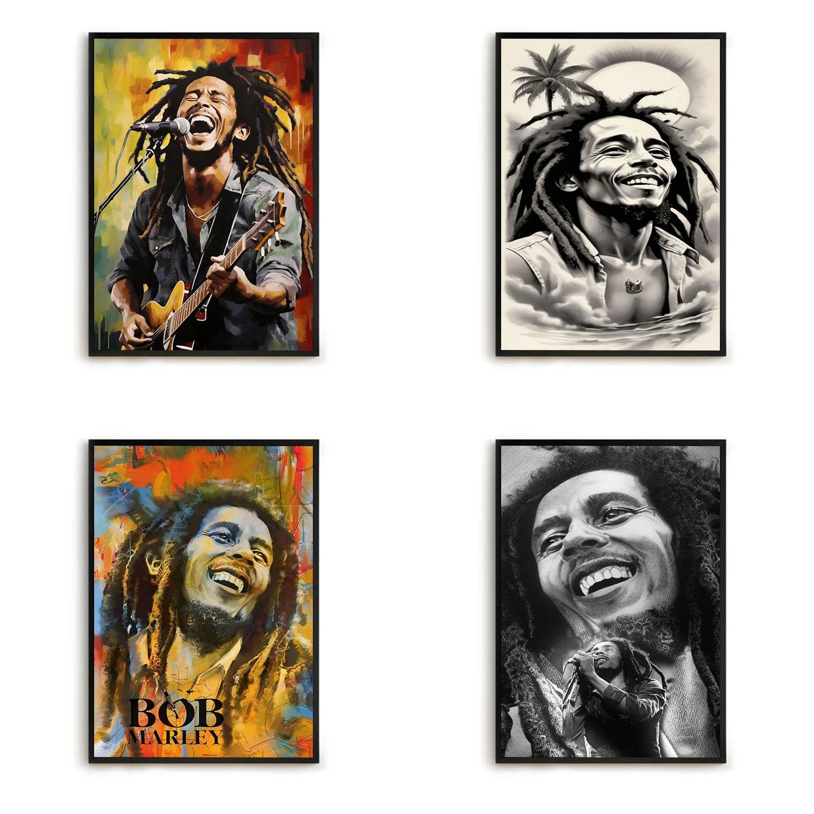 Famous Music Singer Star Bob Marley Canvas Painting Print Posters Interior Poster Decorative Wall Prints Bedroom Decoration Home