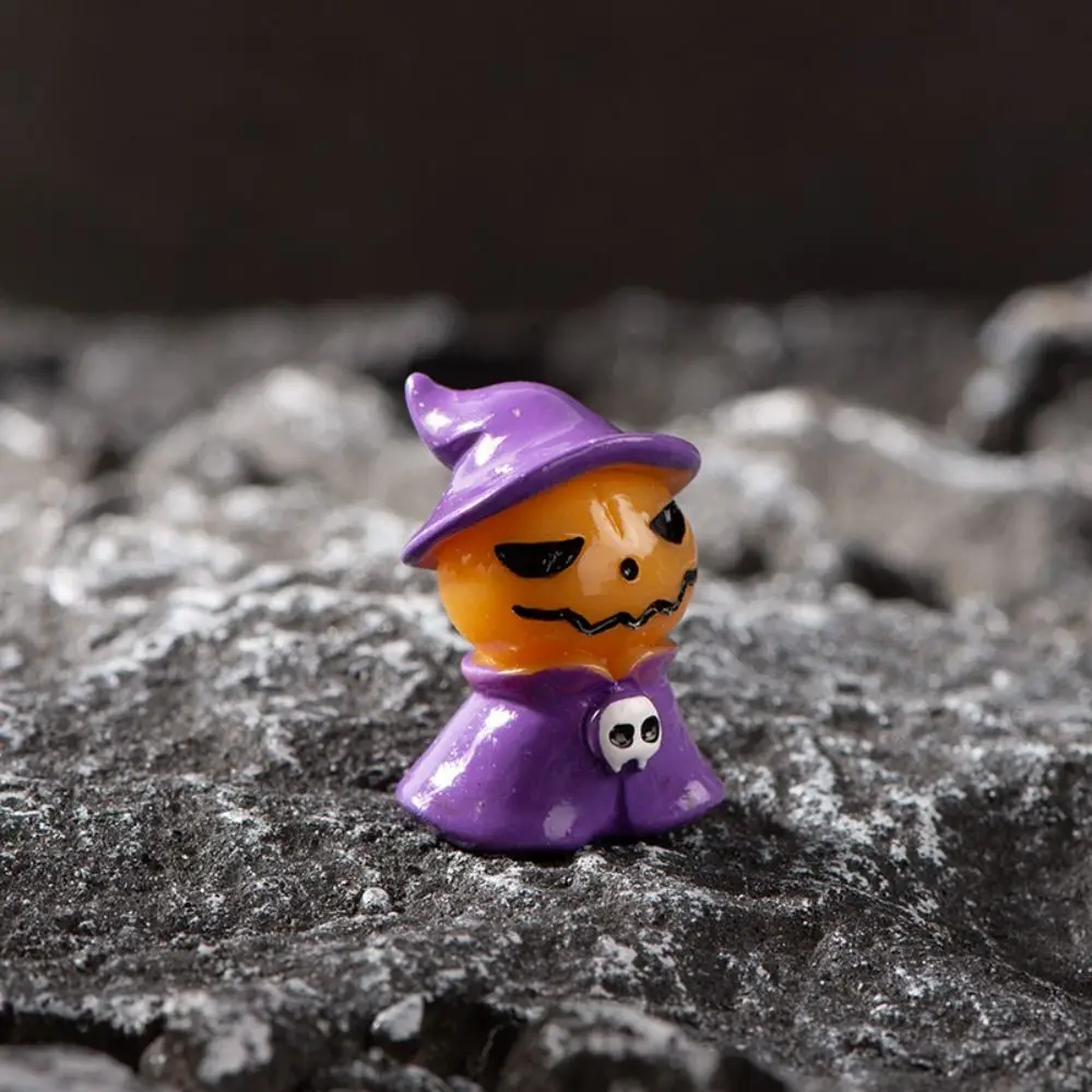 Figuras de esqueleto de calabaza de dibujos animados de Halloween, artesanía de resina 3D, estatua de calavera de momia, Mini miniaturas bonitas, adornos de fantasmas