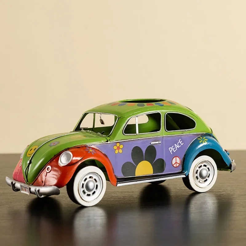 Creative Metal Ornaments Home Suppliers Decoration Crafts Iron Car Model Paper Holder Tissue Box Living Room Decoration Bus Gift