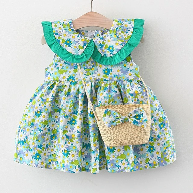 Kids princess cheapest sleeveless dress and cute bag set