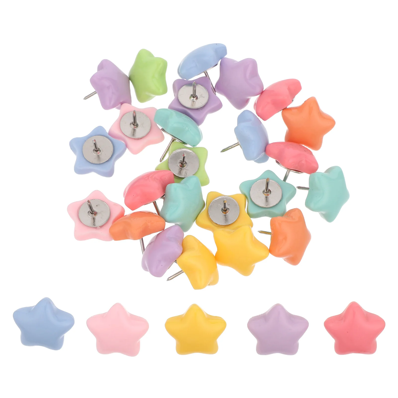 

30Pcs Five-Pointed Star Pushpins - Colorful Flat Head Thumb Tacks for Office School Home Cork Board Decorations Drawing Board