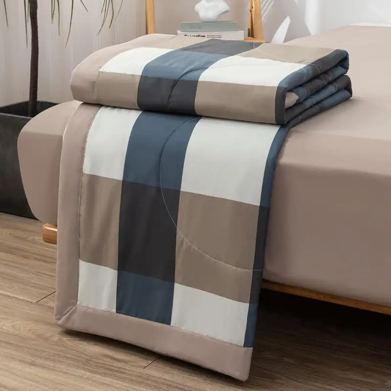 Plaid Summer Quilt for Single Double Queen King Bed Quilted Bedspread Soft Air Condition Comforter Blanket Bed Cover Bedding