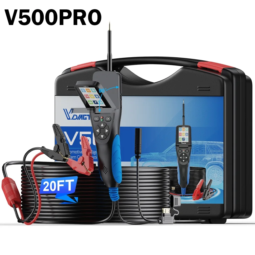 VDIAGTOOL V500 Pro Automotive Circuit Tester V500Pro Power Circuit Probe Tester Breaker Finder Tool 9/30V Open Kortsluiting Fin