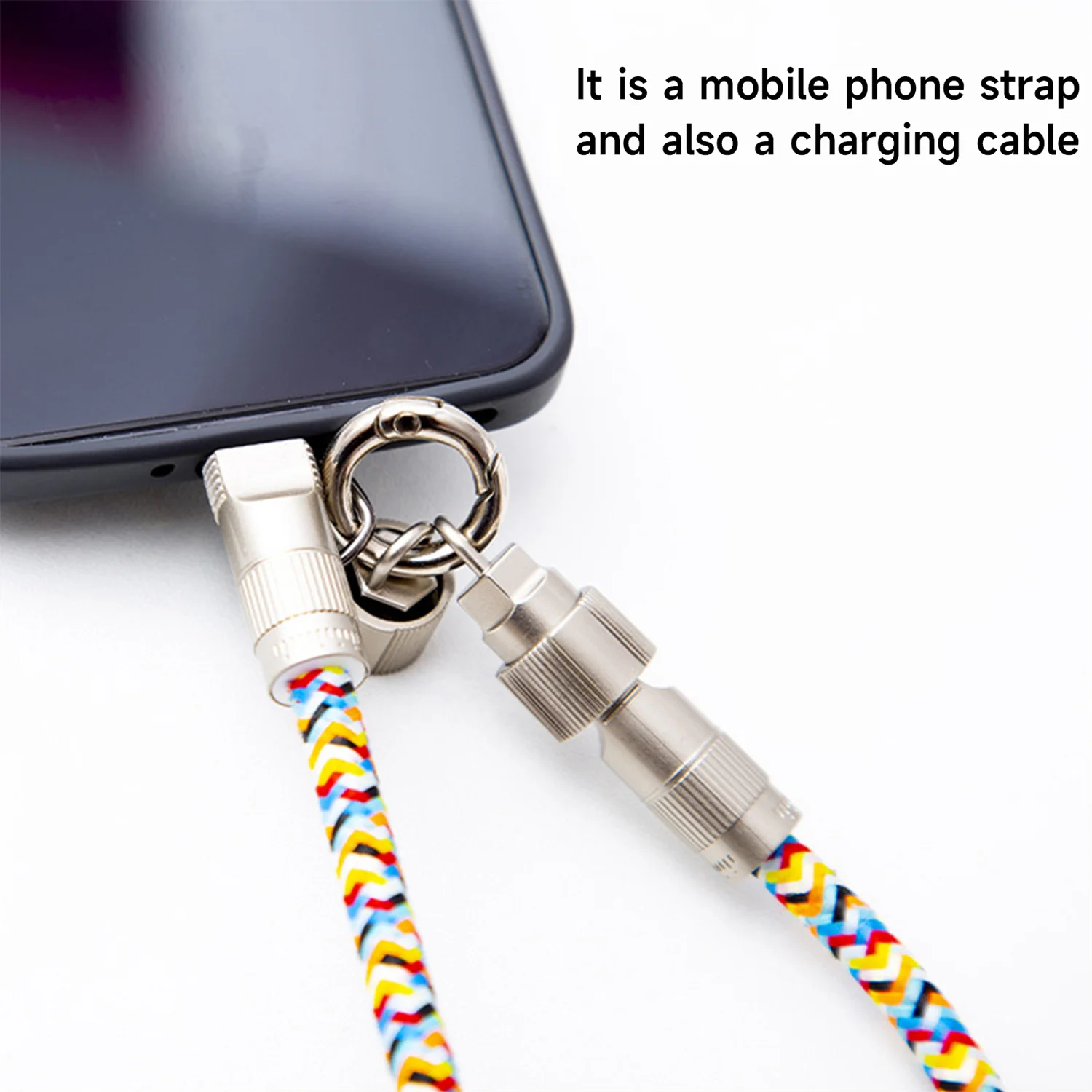 2 in 1 USB C Type C Fast Charging Cable Data Cord with Neck Straps Lanyard 60W PD Cable For iPhone Samsung Xiaomi Huawei
