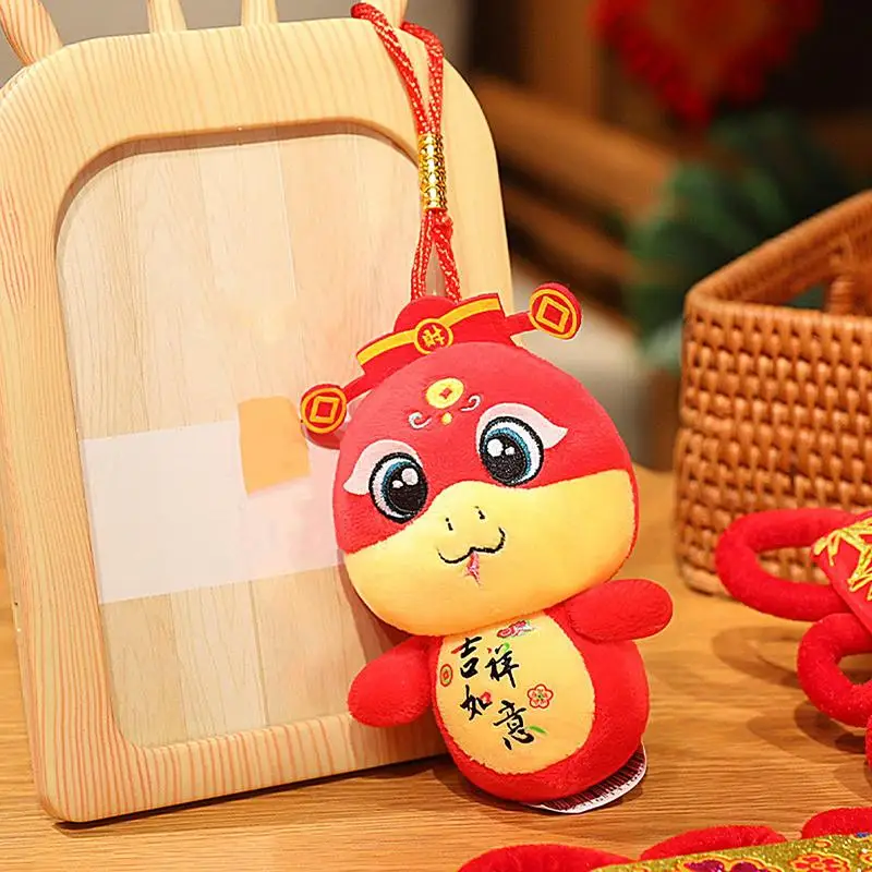 Year of the Snake Plush God of Wealth Snake Souvenir Mascot Doll Keyring Charm Year of the Snake Plushie Backpack Pendant for Bo