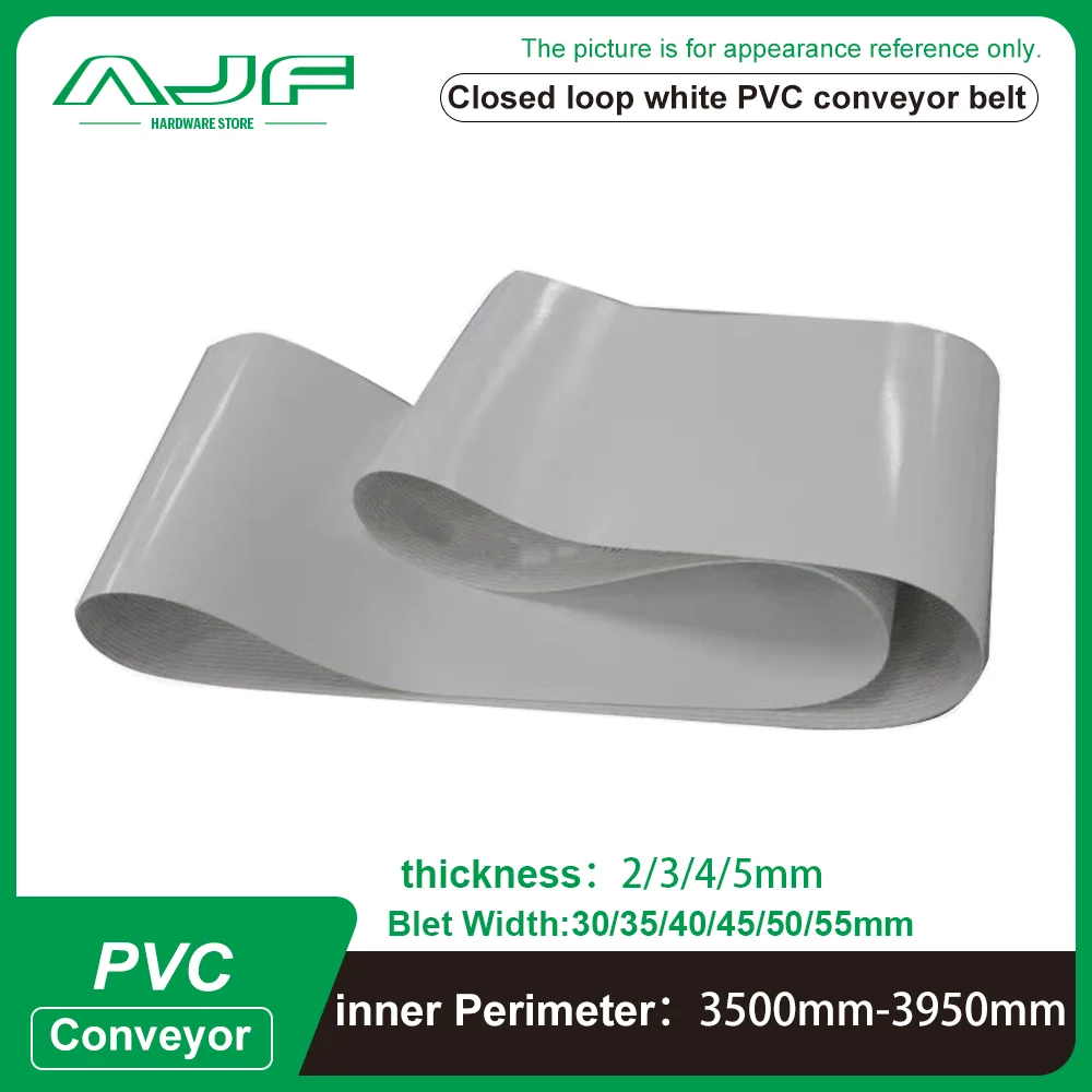 

Perimeter:3500-3950mm white pvc conveyor belt width：30mm-55mm