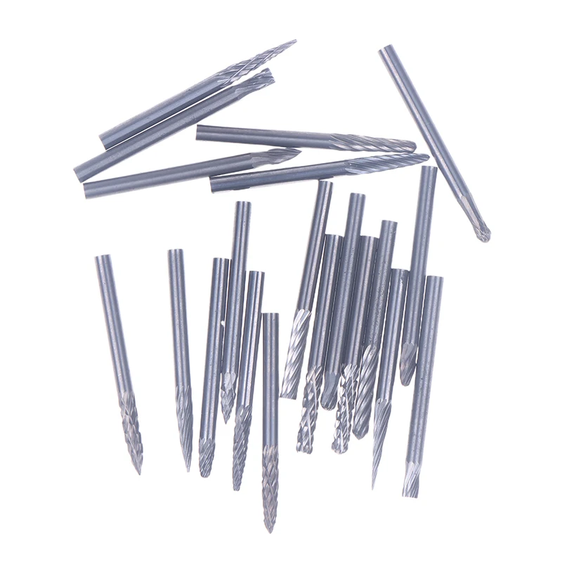 1 pz carburo di tungsteno lima rotante in lega dura fresa rotativa punta da trapano 3mm gambo incisione taglierina testa di molatura per metallo e plastica