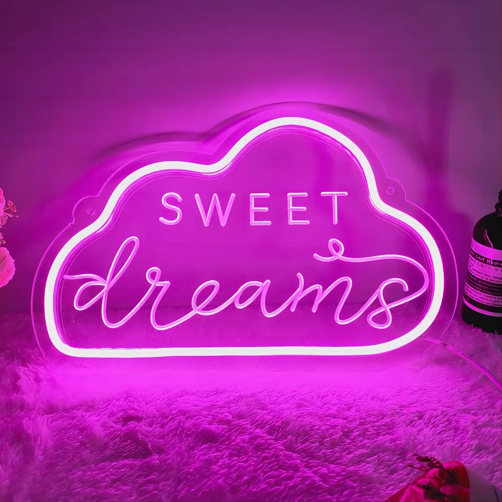 

12 цветов, неоновая вывеска с надписью Sweet Dreams, персонализированная светодиодная подсветка для украшения игровой комнаты, эстетические подарки для украшения друзей