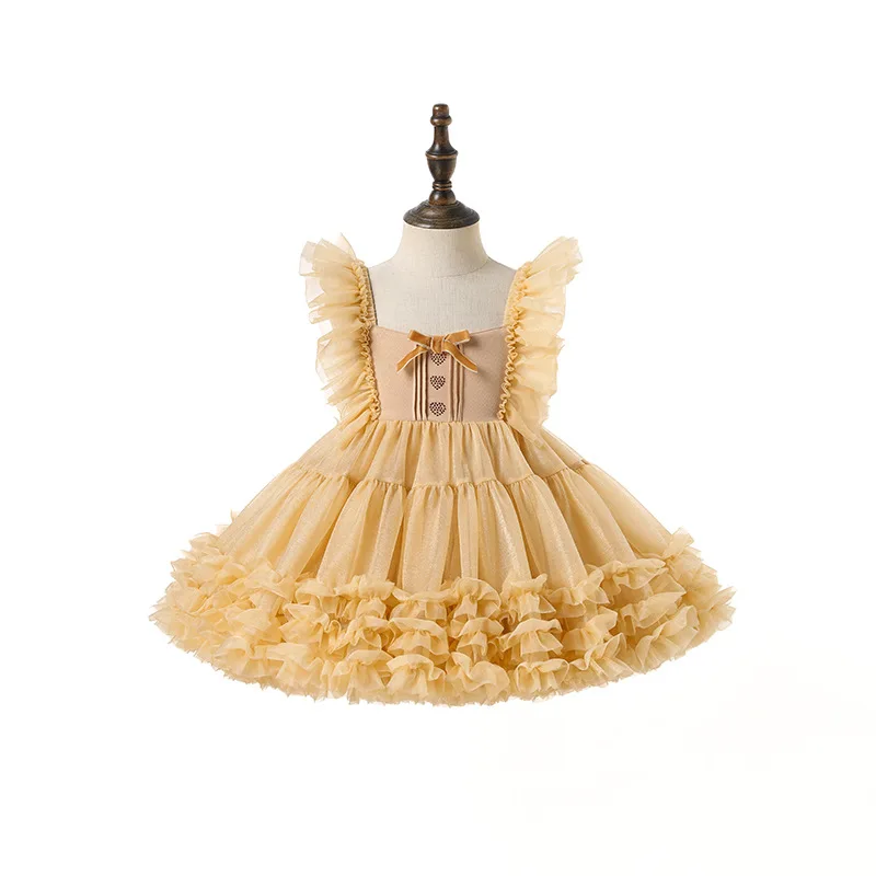 Mode Baby Mädchen Prinzessin Schmetterling Tutu Kleid Puff Ärmel Kind Tüll Vestido Festzug Party Geburtstag Kinder Kleidung – Detail 2