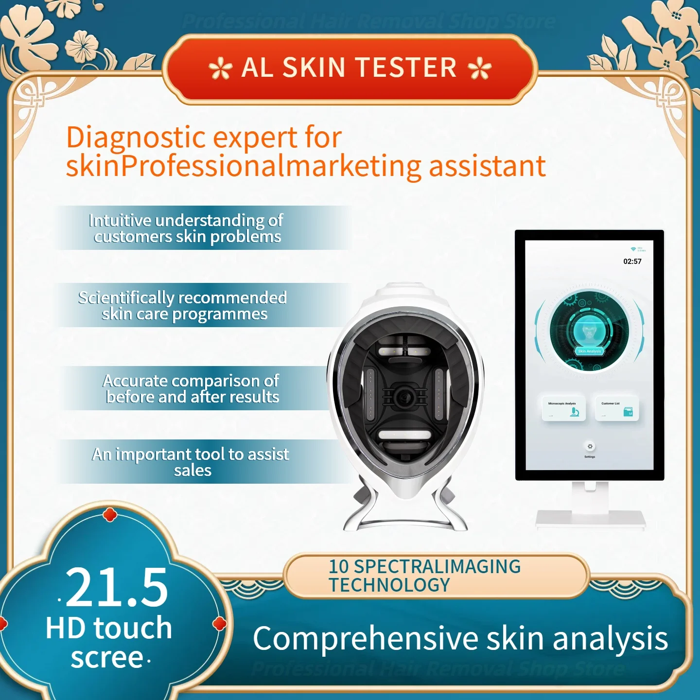 

AI Intelligent Magic Mirror Skin Analyzer Machine - 3D Digital Facial Analysis Scanner for Wrinkles Moisture Detection .
