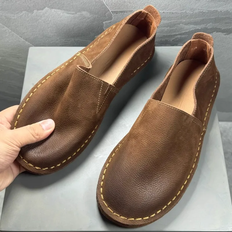 

Soft Comfortable Casual Shoes Handmade Genuine Leather Vintage Slip-on Flats Men Loafers Driving Shoes Moccasins Zapatos