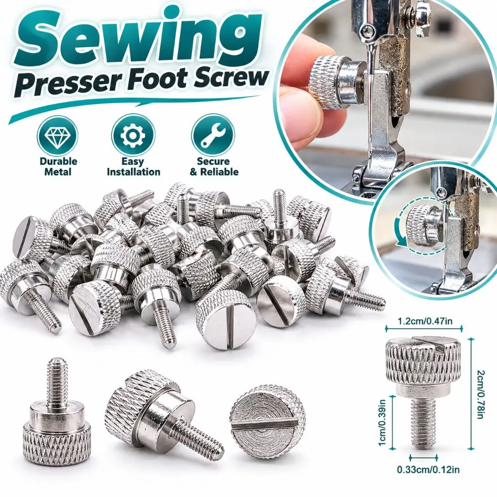 Hand Tighten Sewing Presser Foot Screw Machine Part Knurled Head Thumb Screw for Industrial Sewing Machine Quick Replacement
